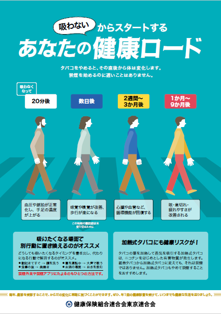 「吸わないからスタートするあなたの健康ロード」（健保連東京連合会）