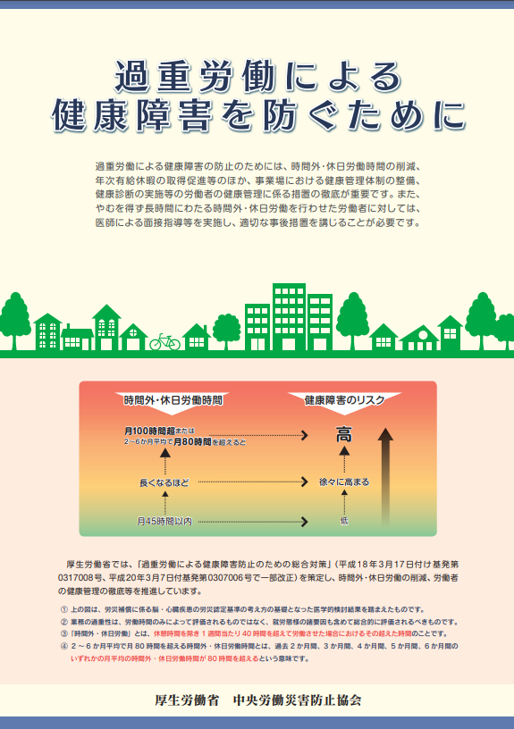 「過重労働による健康障害を防ぐために」（厚生労働省）